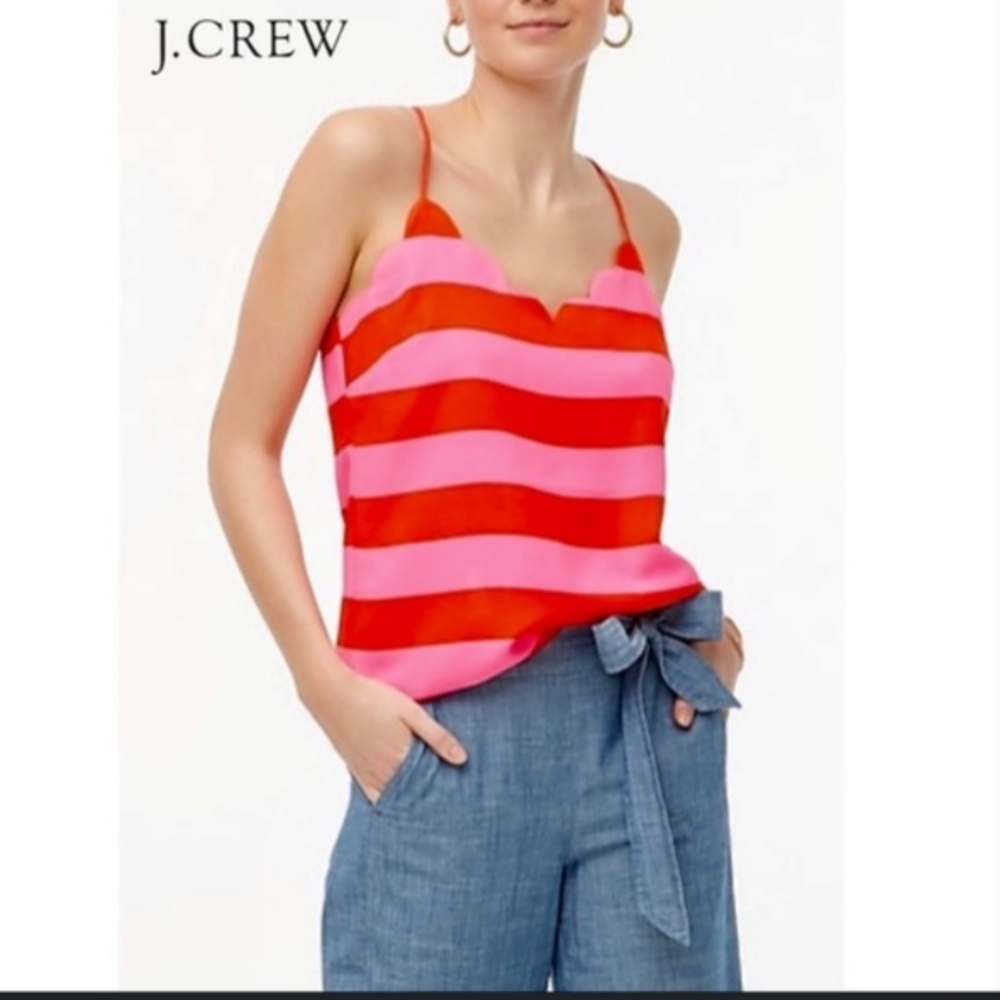 J Crew Pink and Red Striped Cami NWT size 8